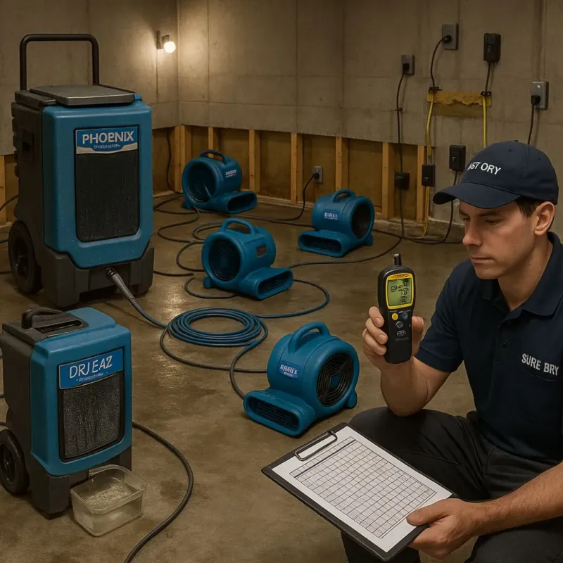 Structural Drying and Dehumidification process in Reidland, KY